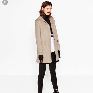Zara tan beige wool coat with hood